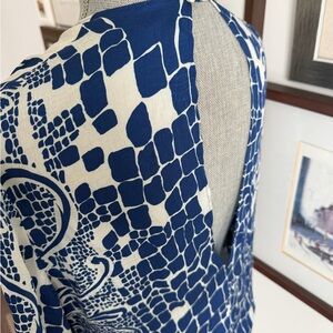 Emilio Pucci Blue and White Silk Blend Fabric